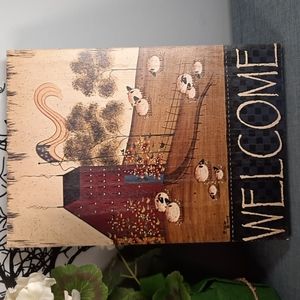 Welcome Wood Sign Wall Art Homee Decoration Decor Country Sheep Shaker Home Flag